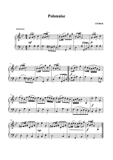 Bach Polonaise in G Minor BWV Anh. 119