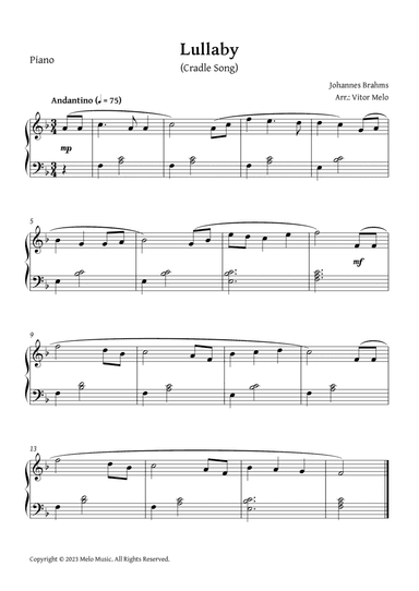 Brahms Lullaby - piano