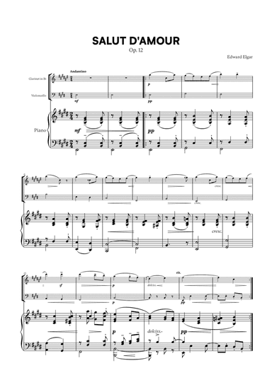 Edward Elgar - Salut d'Amour for Clarinet, Cello and Piano