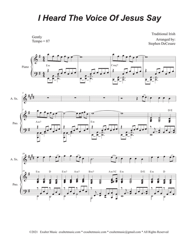 I Heard The Voice Of Jesus Say (Alto Saxophone and Piano)
