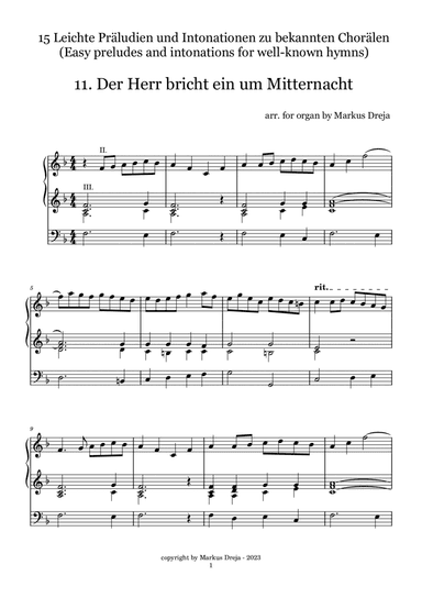 Easy Organ Preludes - leichte Orgelpräludien | Der Herr bricht ein um Mitternacht
