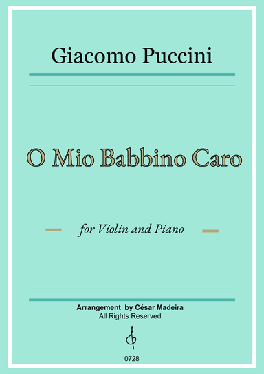 O Mio Babbino Caro by Puccini - Violin and Piano (Full Score)