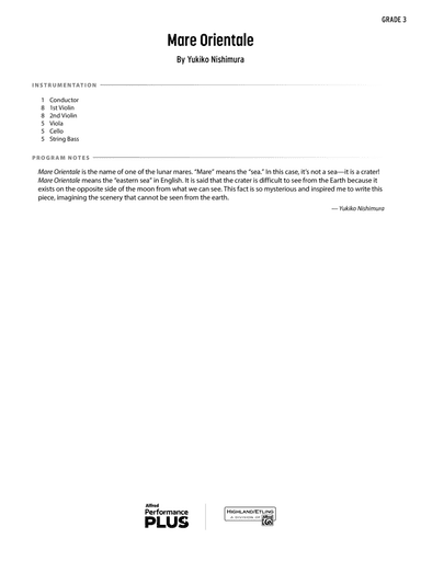 Mare Orientale: Score