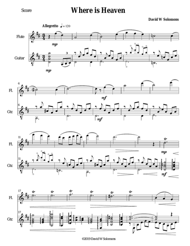 Where is heaven for flute and guitar