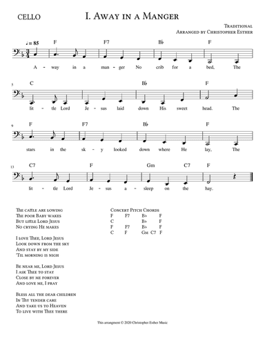 Away in a Manger for Cello