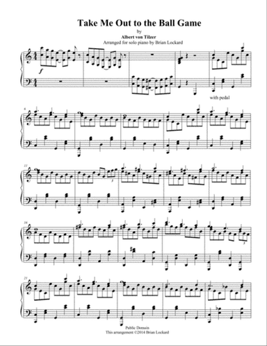 Take Me Out to the Ballgame Advanced Piano Solo