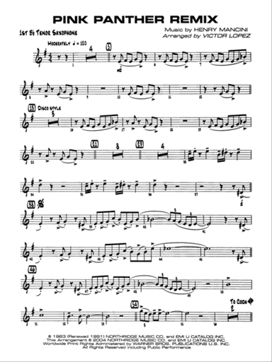 Pink Panther Remix: B-flat Tenor Saxophone