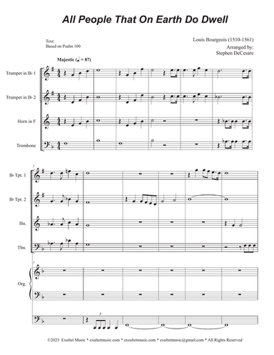 All People That On Earth Do Dwell (2-part choir - (TB) (Full Score) - Score Only
