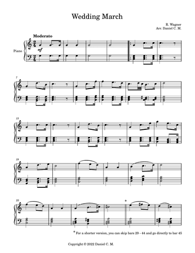 Wedding march by Wagner for piano (easy)