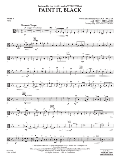 Paint It, Black (arr. Johnnie Vinson) - Pt.3 - Viola