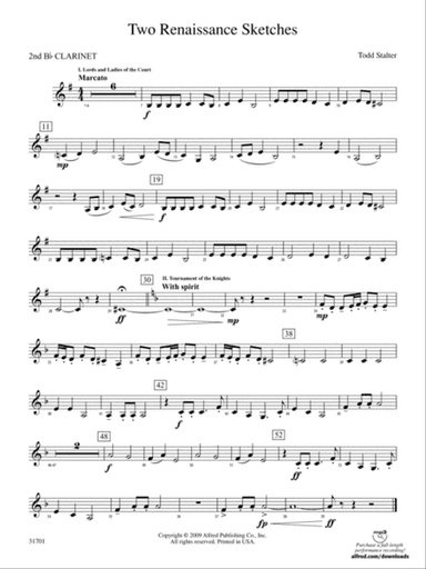 Two Renaissance Sketches: 2nd B-flat Clarinet