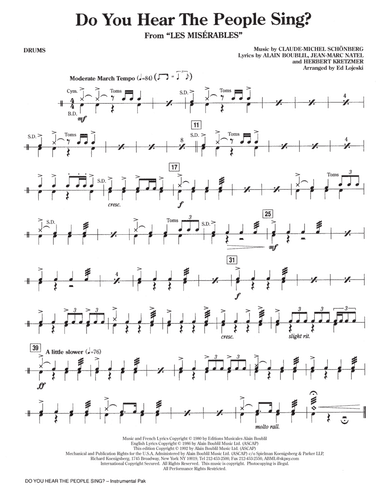 Do You Hear The People Sing? (from Les Miserables) (arr. Ed Lojeski) - Drums