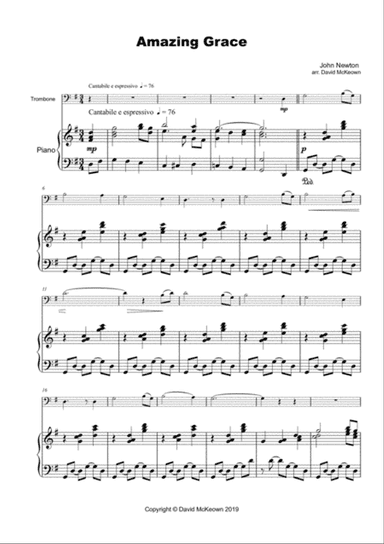 Amazing Grace, Concert Solo for Trombone and Piano