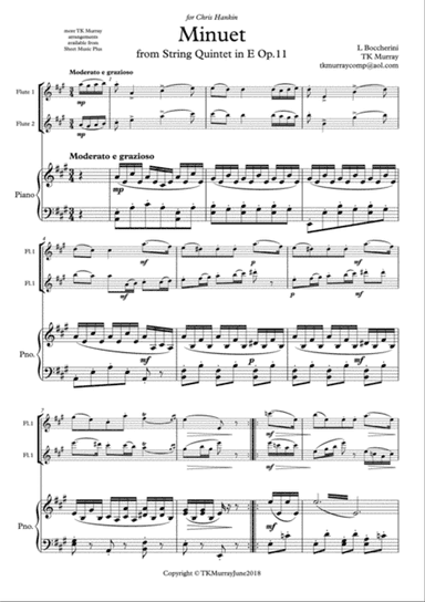 Boccherini - Minuet - 2 Flutes, Flute Duo & Piano