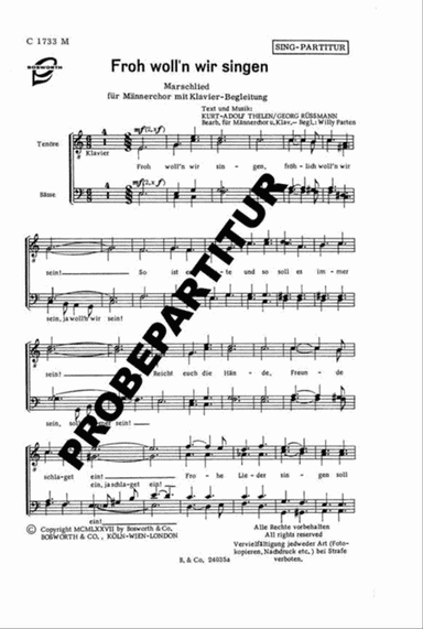 Froh woll'n wir singen