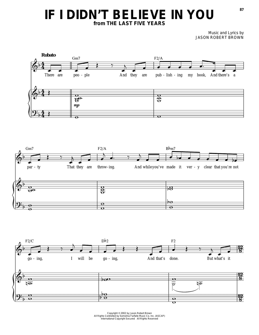 If I Didn't Believe In You (from The Last 5 Years)