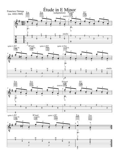 Étude in E Minor by Francisco Tárrega (adaptation)