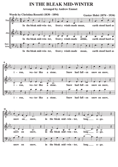 In The Bleak Midwinter A Cappella SAB