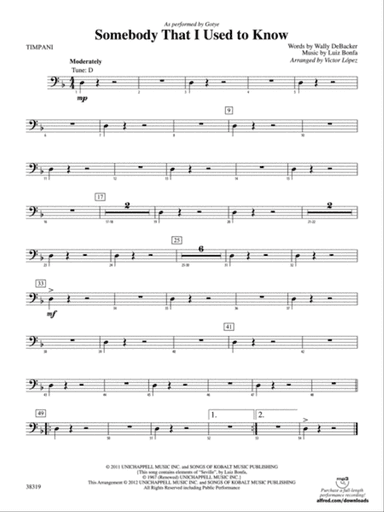 Somebody That I Used to Know: Timpani