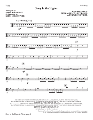 Glory In The Highest (arr. David Angerman) - Viola