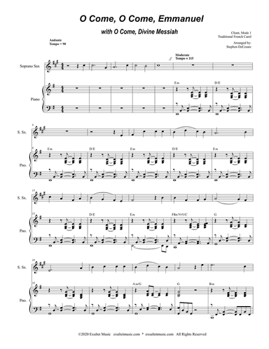 O Come, O Come, Emmanuel (with "O Come, Divine Messiah") (Soprano Saxophone and Piano)