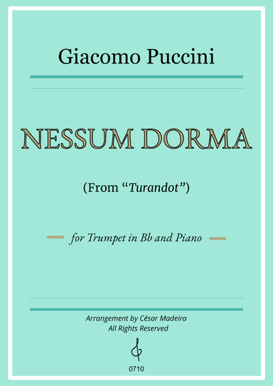 Nessun Dorma by Puccini - Bb Trumpet and Piano (Individual Parts)