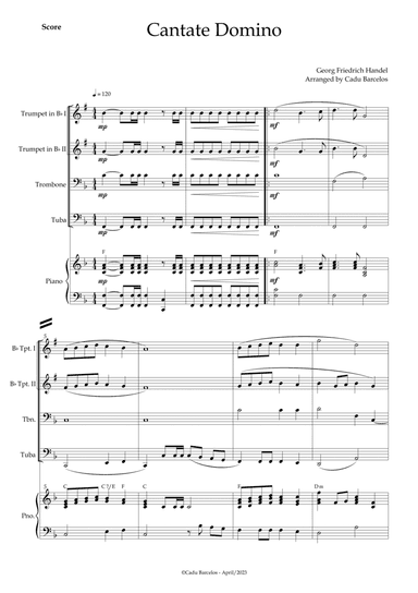 Cantate Domino - Handel (Brass Quartet) Piano and chords