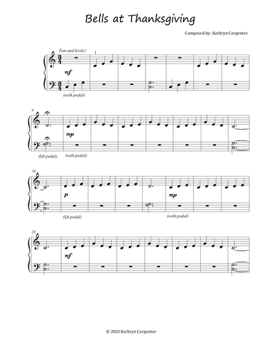 Bells at Thanksgiving (Easy Piano)