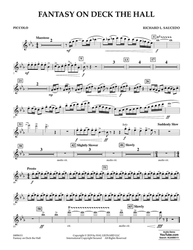 Fantasy on Deck The Hall - Piccolo