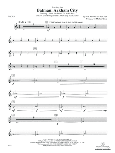 Batman: Arkham City, Selections from: 1st F Horn