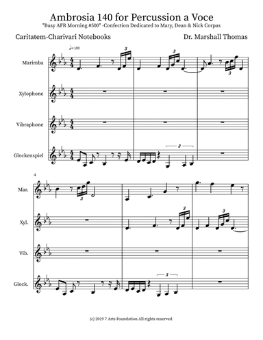Ambrosia 140 for Percussion a Voce