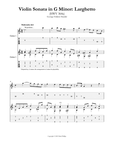 Violin Sonata in G Minor: Larghetto (HWV 364a)