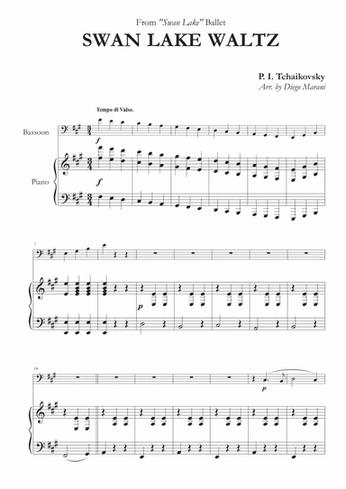 Swan Lake Waltz for Bassoon and Piano