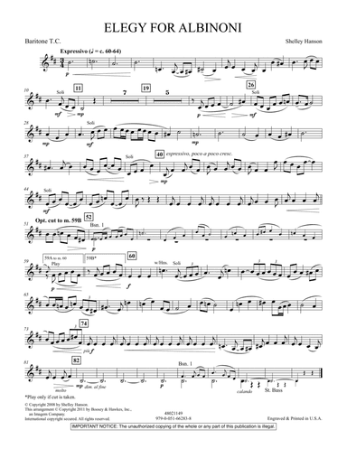 Elegy For Albinoni - Baritone T.C.