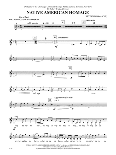 Native American Homage: (wp) 3rd B-flat Trombone T.C.