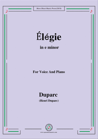Duparc-Élégie in e minor