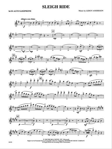Sleigh Ride: E-flat Alto Saxophone