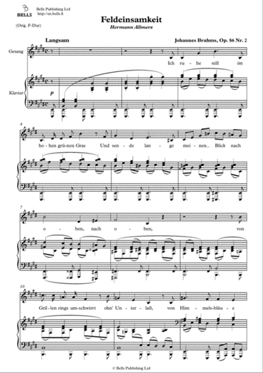 Feldeinsamkeit, Op. 86 No. 2 (E Major)