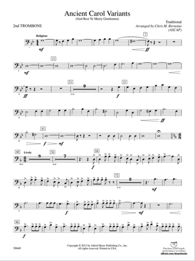Ancient Carol Variants: 2nd Trombone