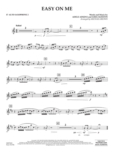 Easy on Me (arr. Michael Brown) - Eb Alto Saxophone 2