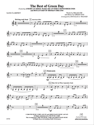 The Best of Green Day: 3rd B-flat Clarinet