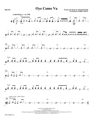 Oye Como Va (arr. Kirby Shaw) - Drums