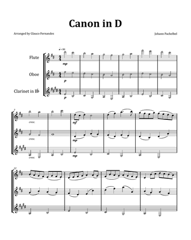 Canon by Pachelbel - Woodwind Trio