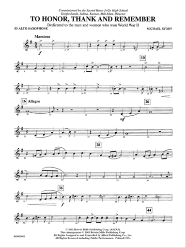 To Honor, Thank and Remember: E-flat Alto Saxophone