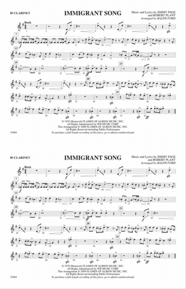 Immigrant Song: 1st B-flat Clarinet