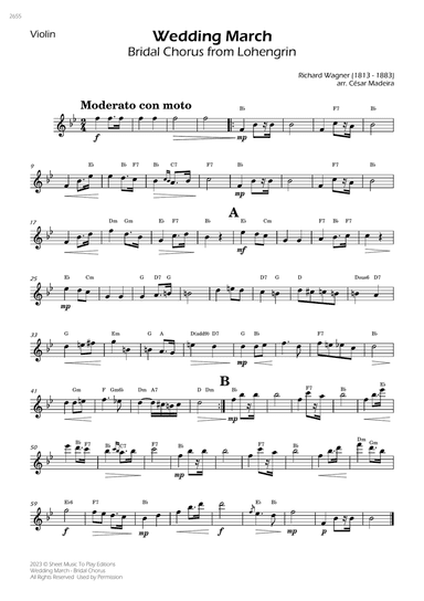 Wedding March (Bridal Chorus) - Violin Solo - W/Chords