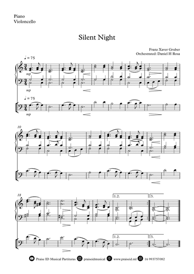 Silent Night - Christmas Carol - Violoncello and Piano
