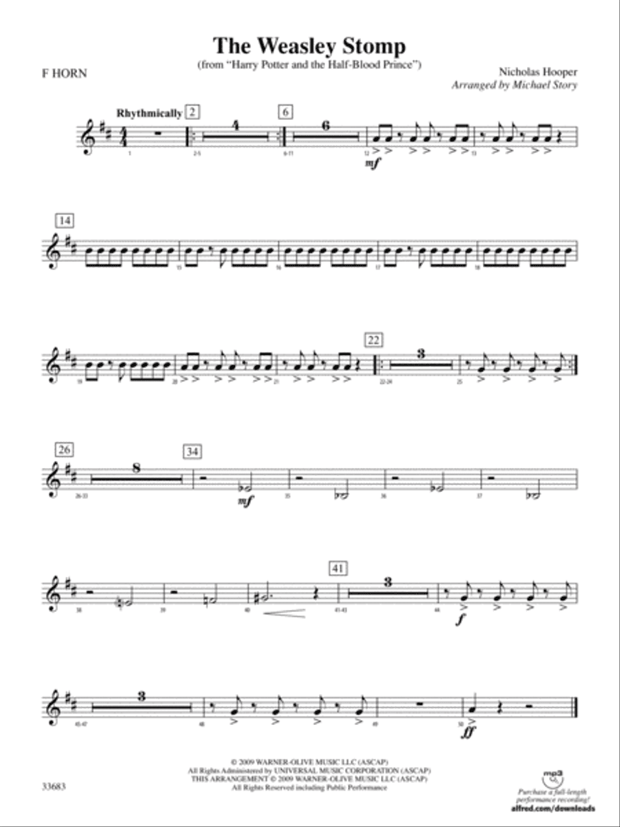 The Weasley Stomp (from Harry Potter and the Half-Blood Prince): 1st F Horn