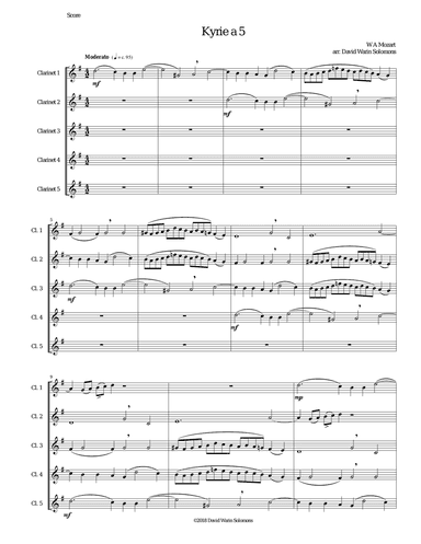 Mozart Kyrie canon a 5 arranged for 5 clarinets