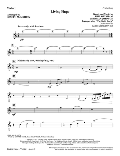 Living Hope (arr. Joseph M. Martin) - Violin 1
